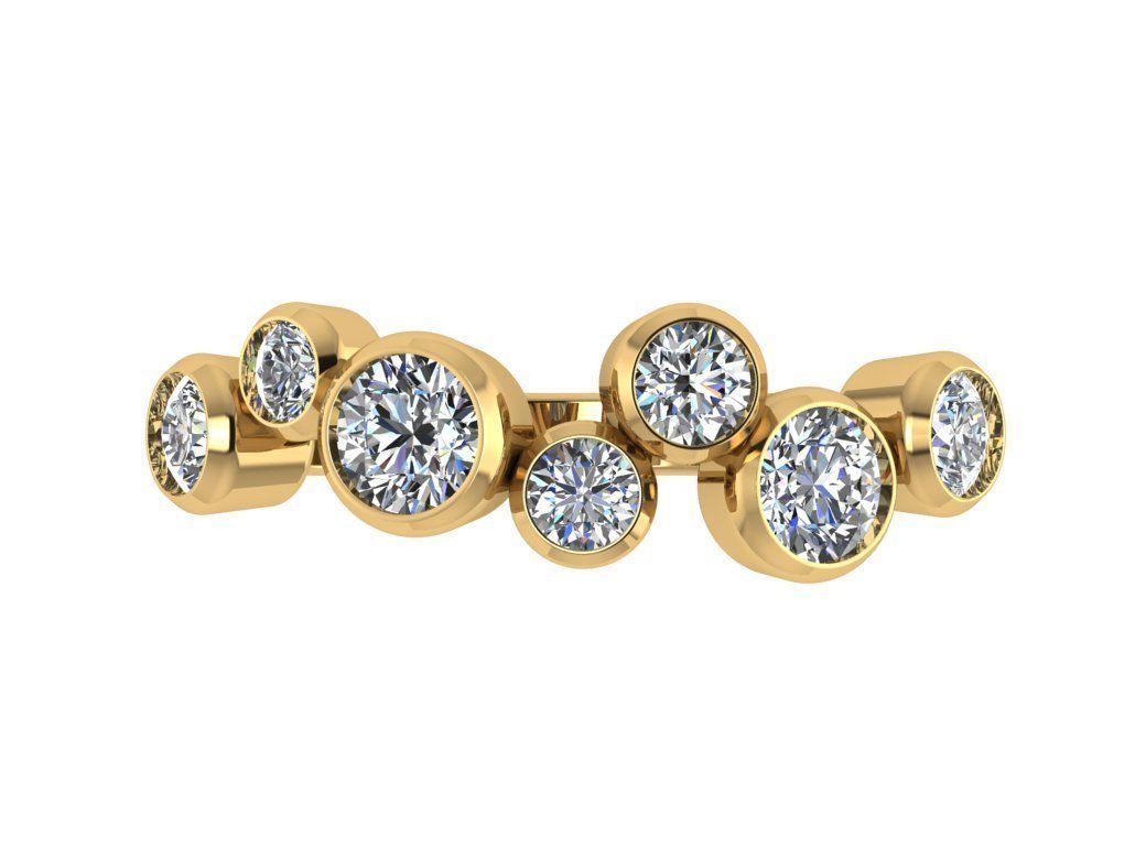 Ring121 three stone gold ring with diamonds 3D print model_1