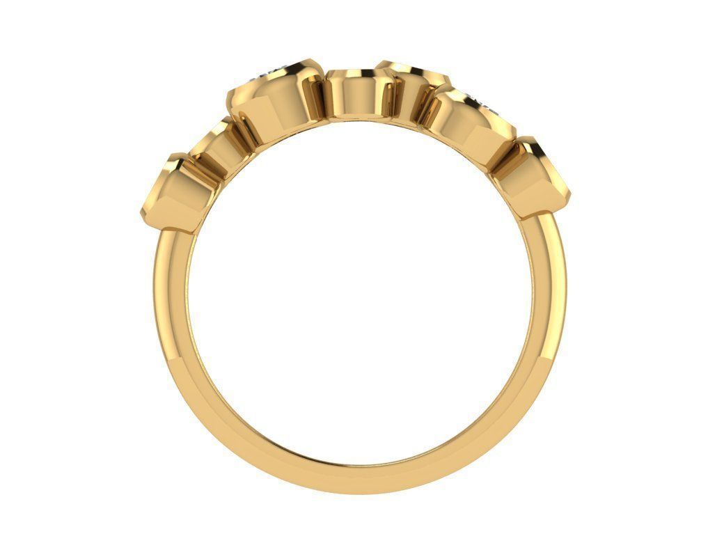Ring121 three stone gold ring with diamonds 3D print model_2