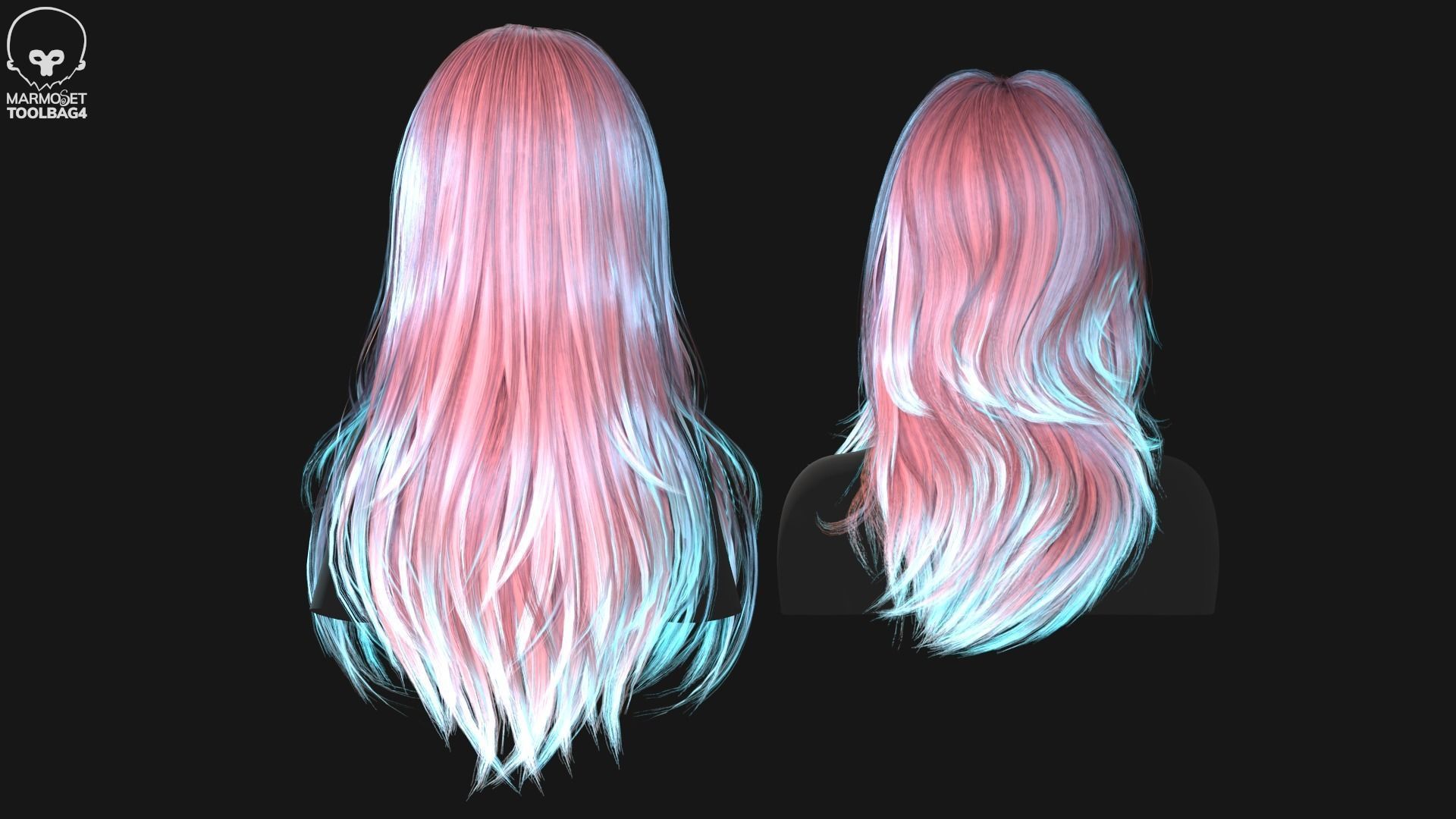 Hairstyle pack 10 pieces Real-Time low poly cards Low-poly 3D model_9