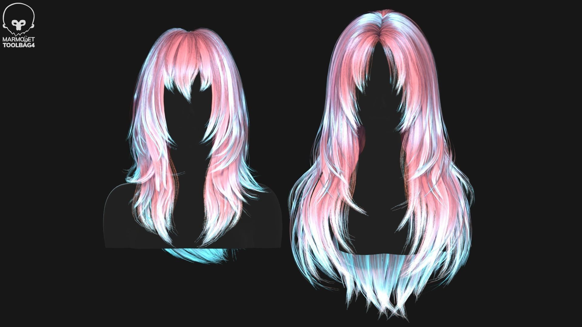 Hairstyle pack 10 pieces Real-Time low poly cards Low-poly 3D model_16