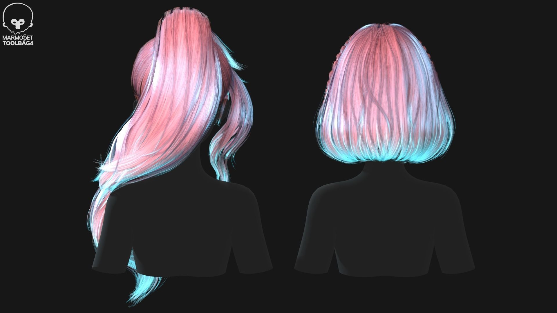 Hairstyle pack 10 pieces Real-Time low poly cards Low-poly 3D model_11