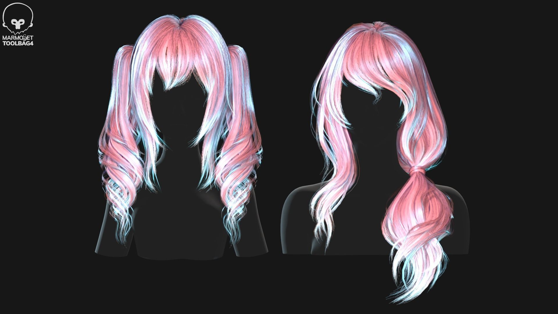 Hairstyle pack 10 pieces Real-Time low poly cards Low-poly 3D model_12