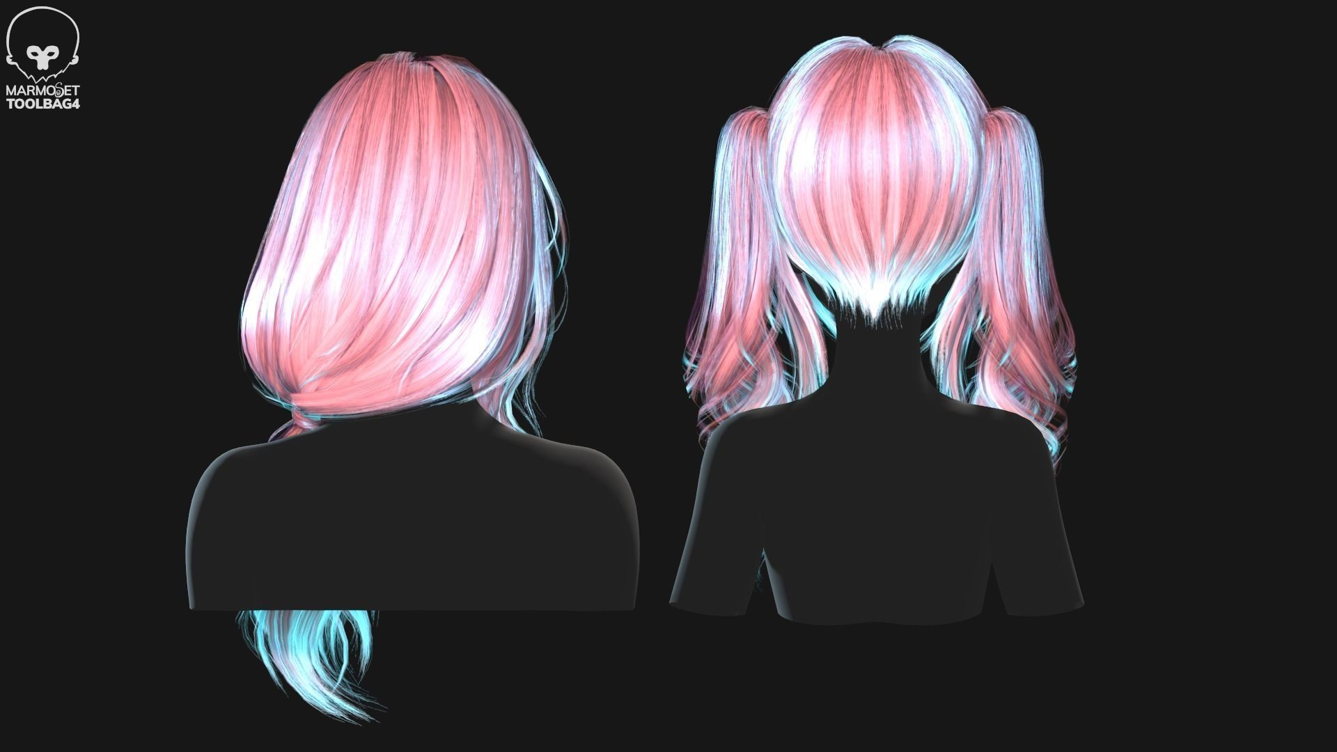 Hairstyle pack 10 pieces Real-Time low poly cards Low-poly 3D model_10