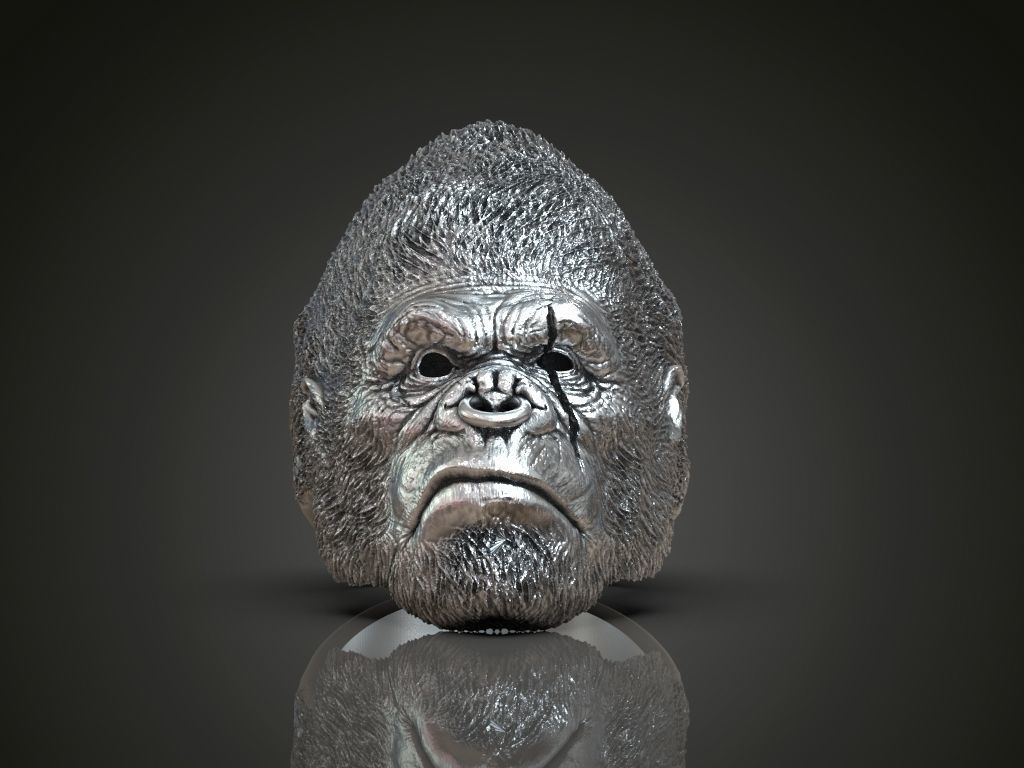 Gorilla ape monkey ring for men  3D print model_1