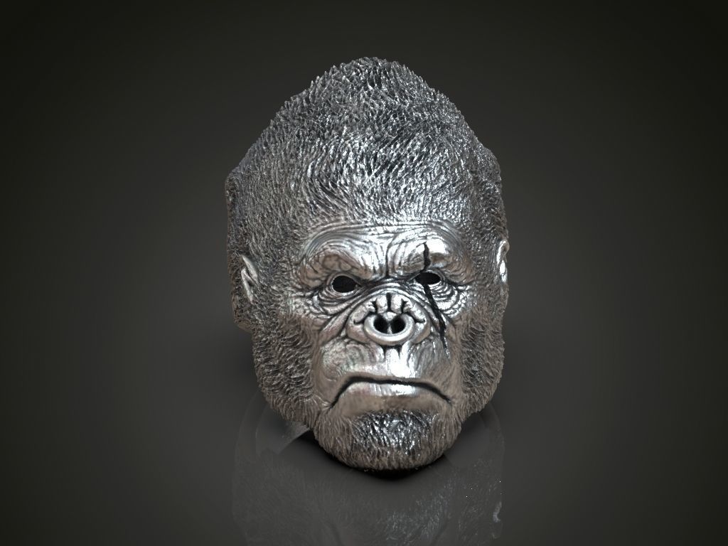Gorilla ape monkey ring for men  3D print model_2