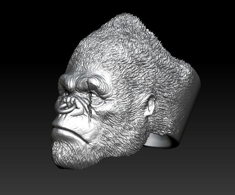Gorilla ape monkey ring for men  3D print model_7