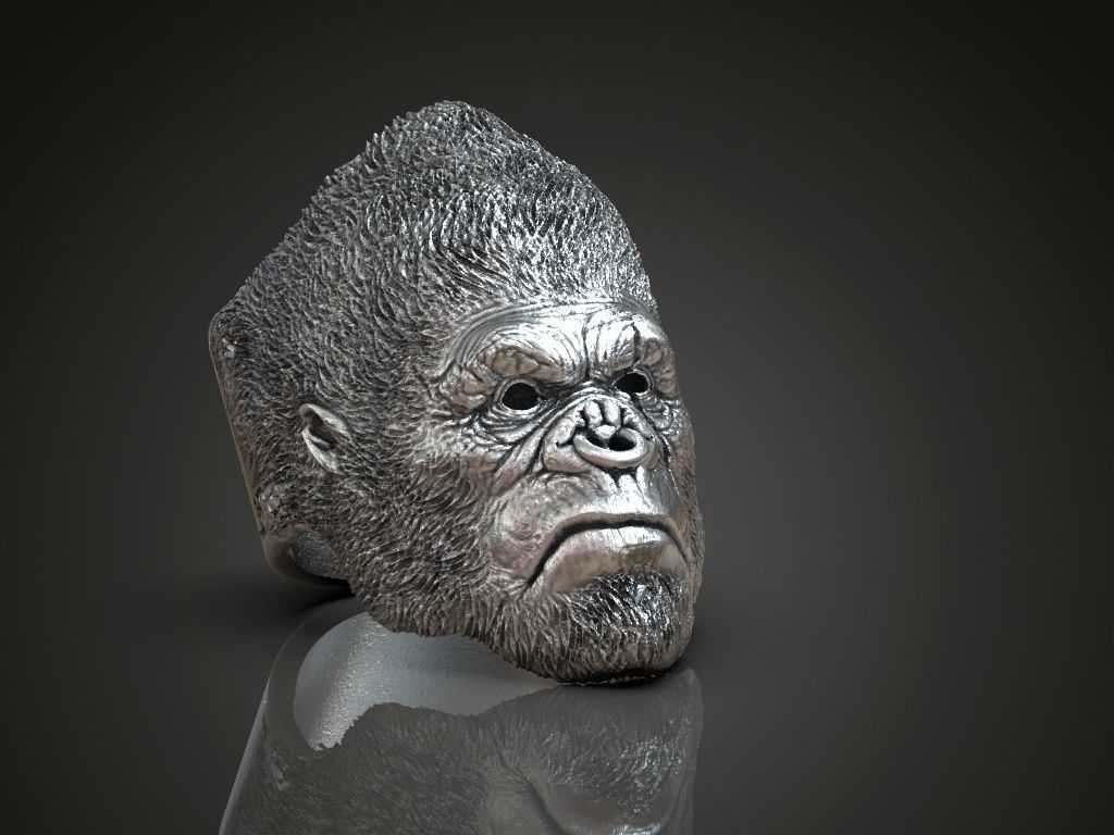 Gorilla ape monkey ring for men  3D print model_5