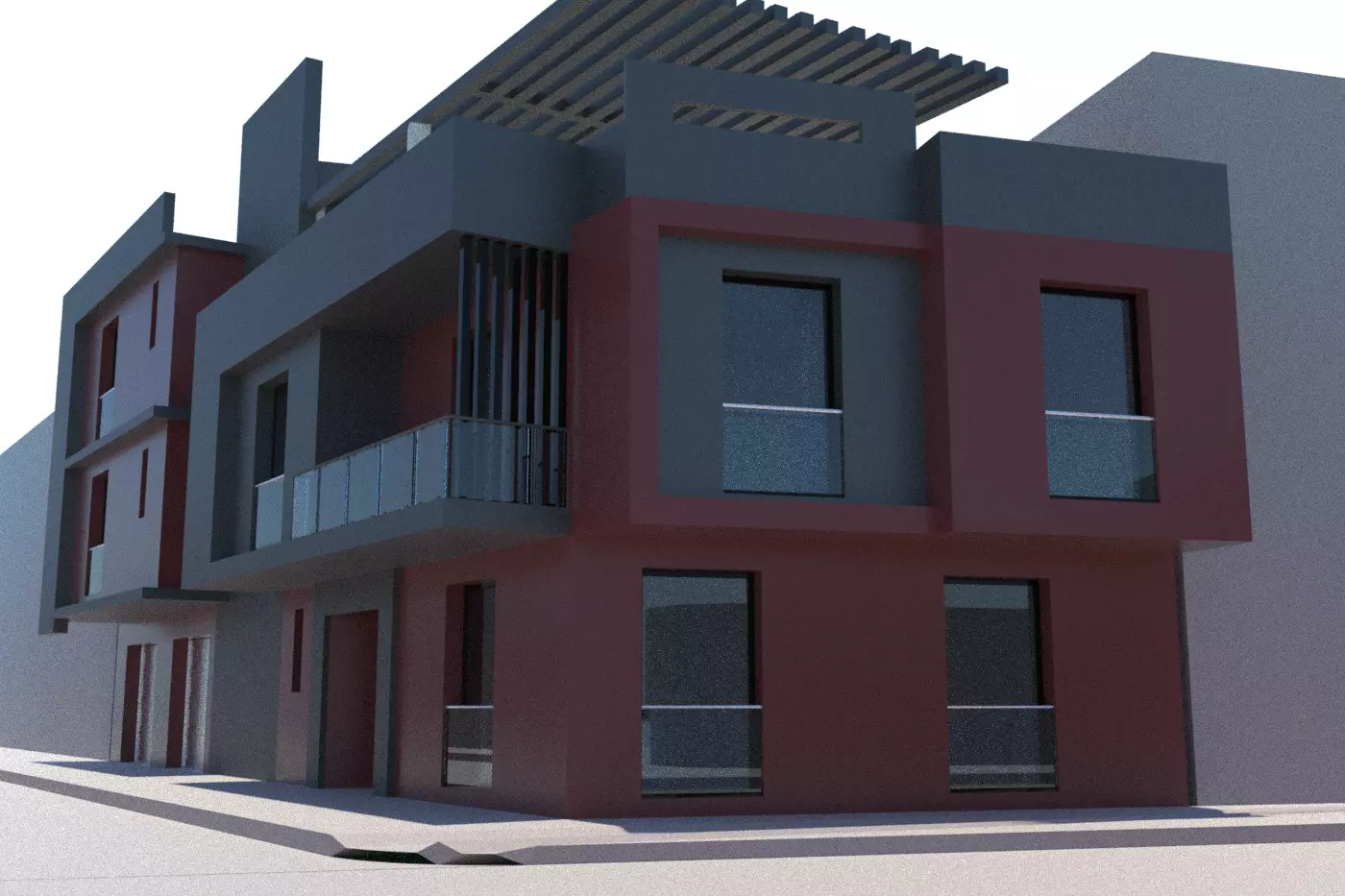 3D Residential Building  Free 3D model_0