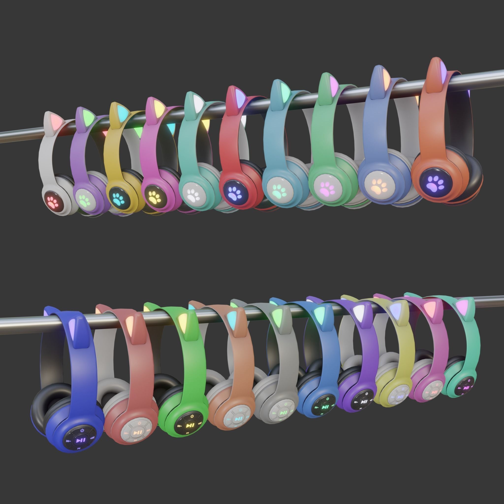 Cat Ear Headphones Low-poly 3D model_2