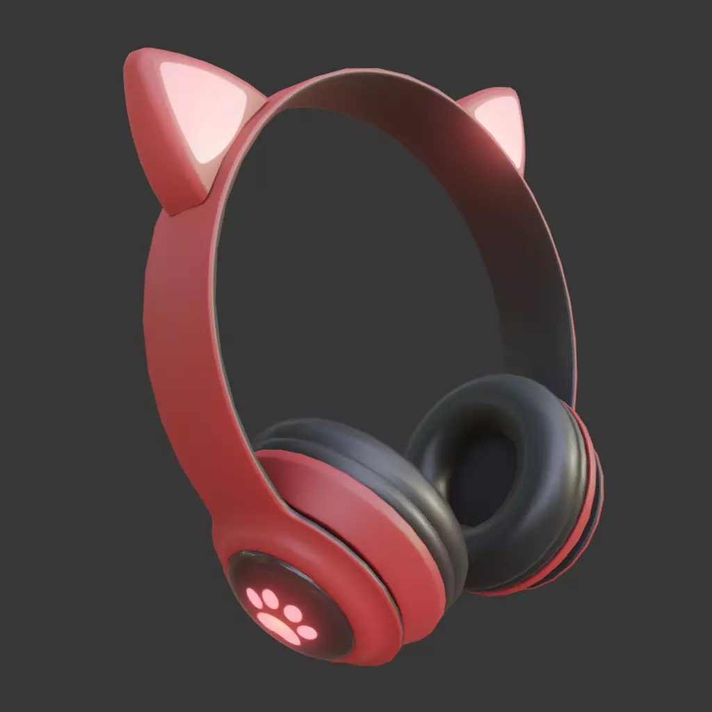 Cat Ear Headphones Low-poly 3D model_0