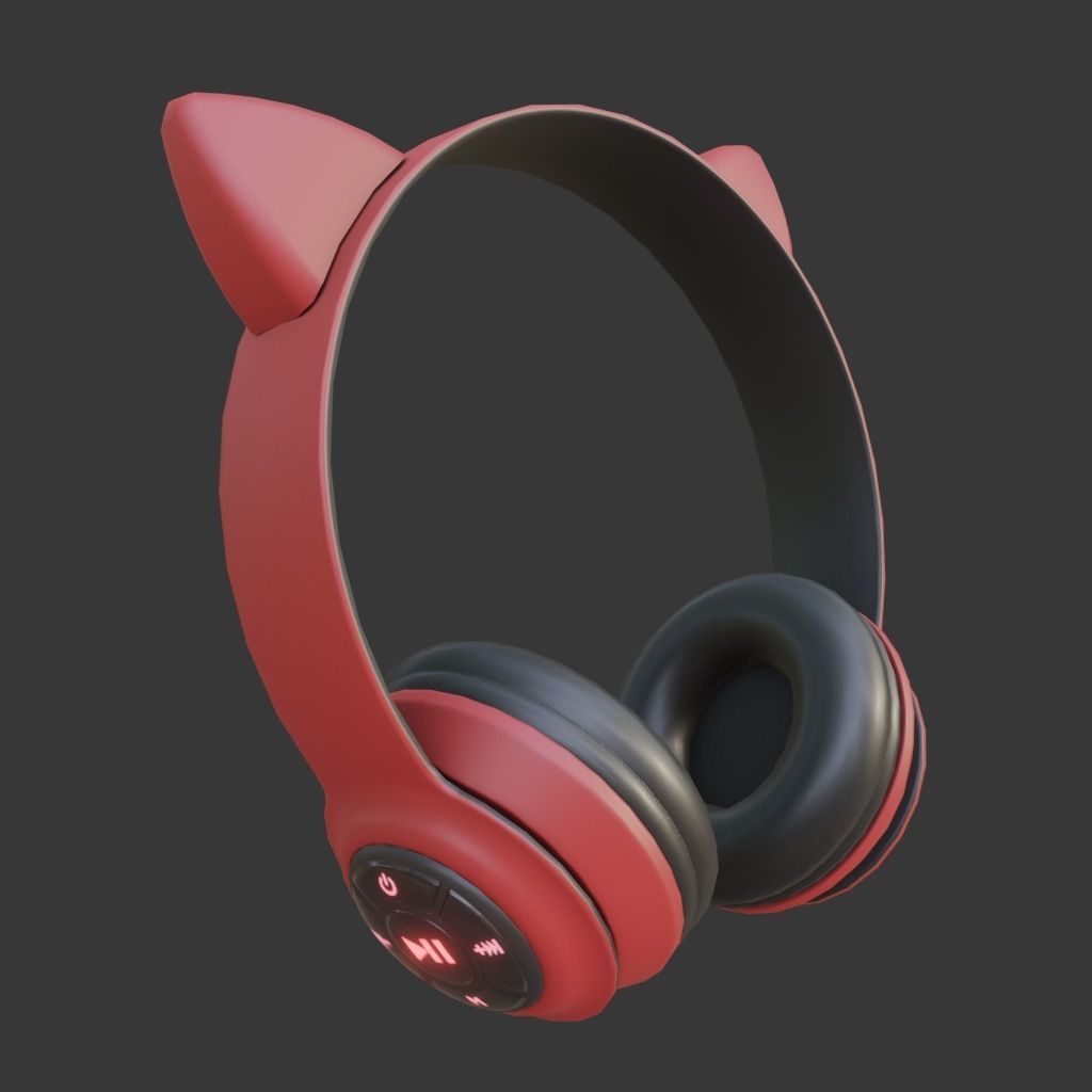 Cat Ear Headphones Low-poly 3D model_1