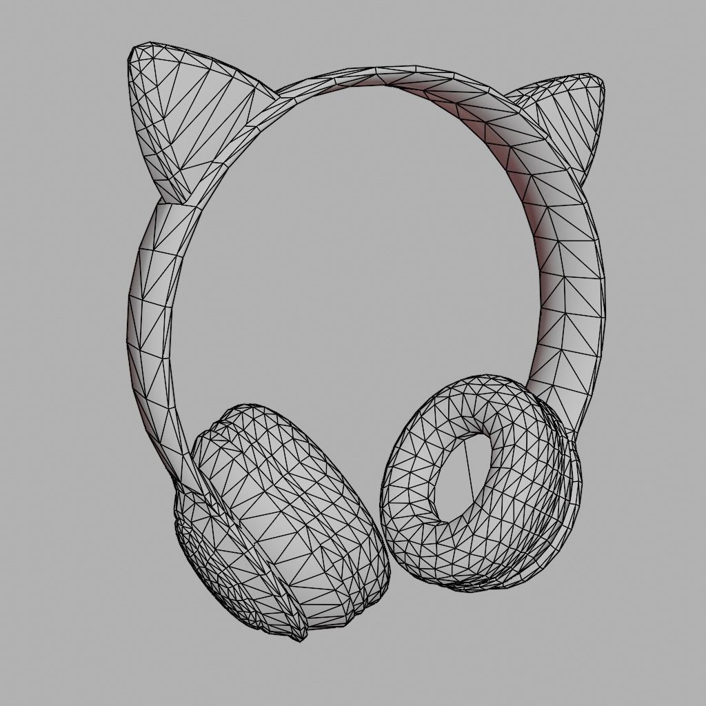 Cat Ear Headphones Low-poly 3D model_4