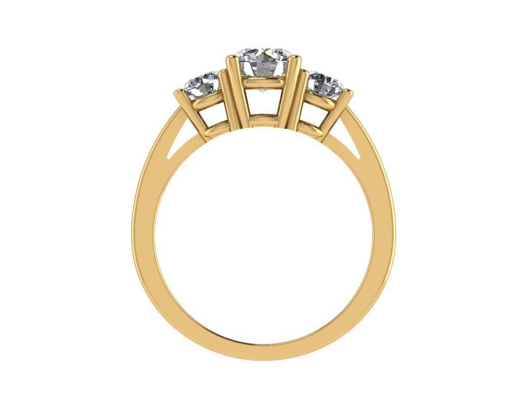 Ring122 three stone diamond engagement ring gold 3D print model_2