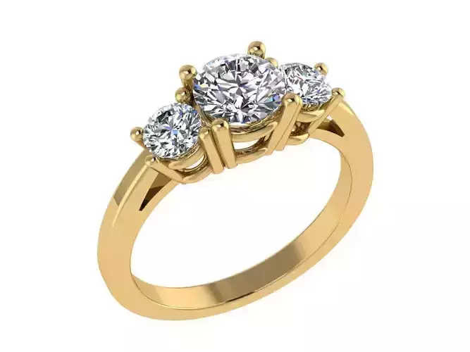Ring122 three stone diamond engagement ring gold 3D print model
