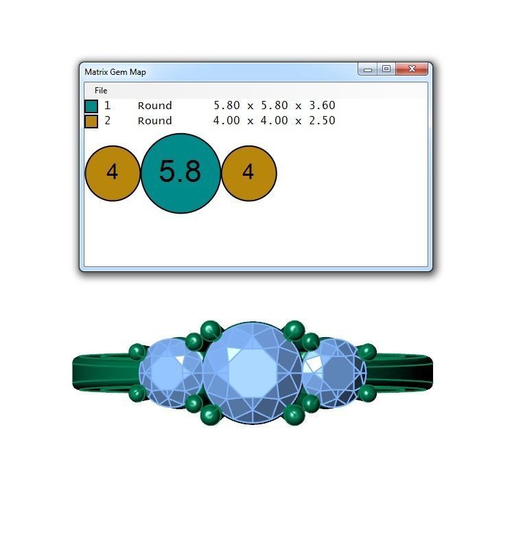 Ring122 three stone diamond engagement ring gold 3D print model_6
