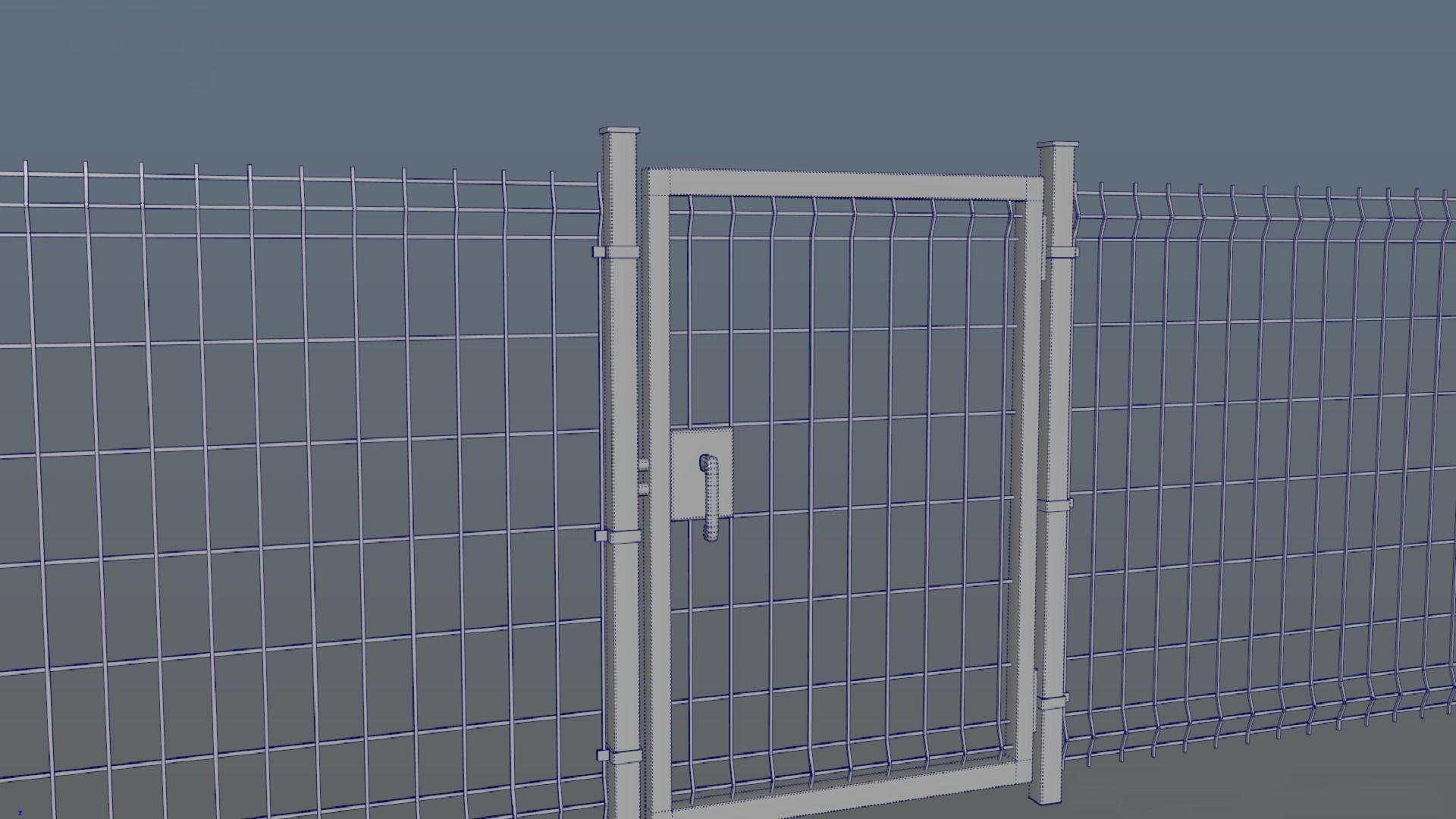 Metal gates and grating wall PBR low-poly game ready Low-poly 3D model_5