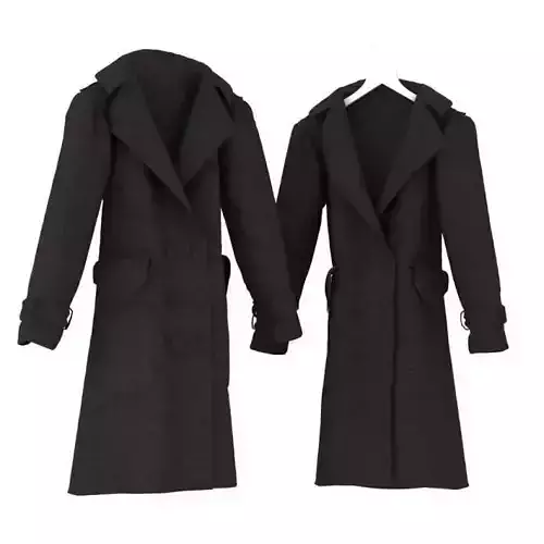Black Button Up Overcoat 3D model