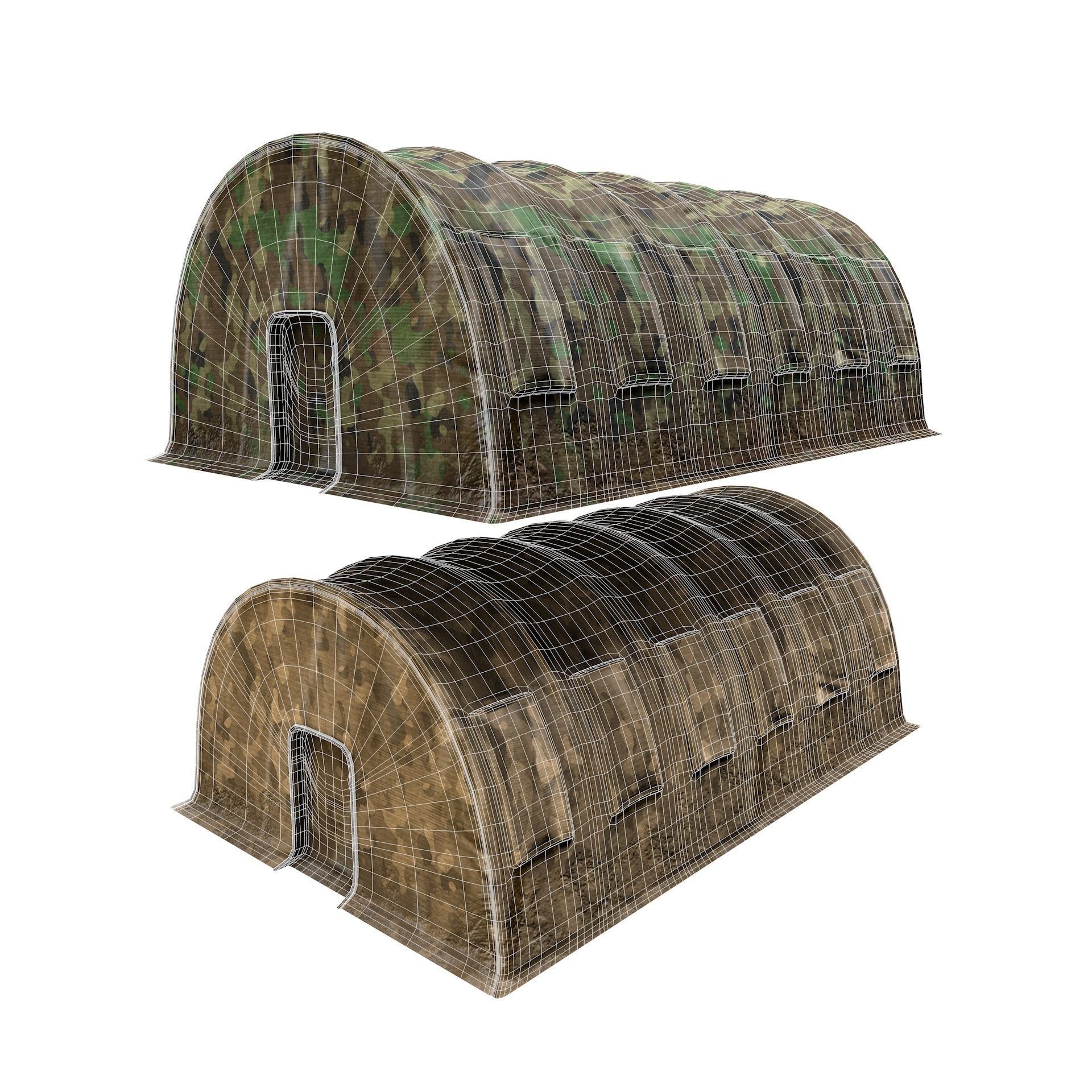 Large Military Tent Desert Camouflage Game Ready Low-poly 3D model_14