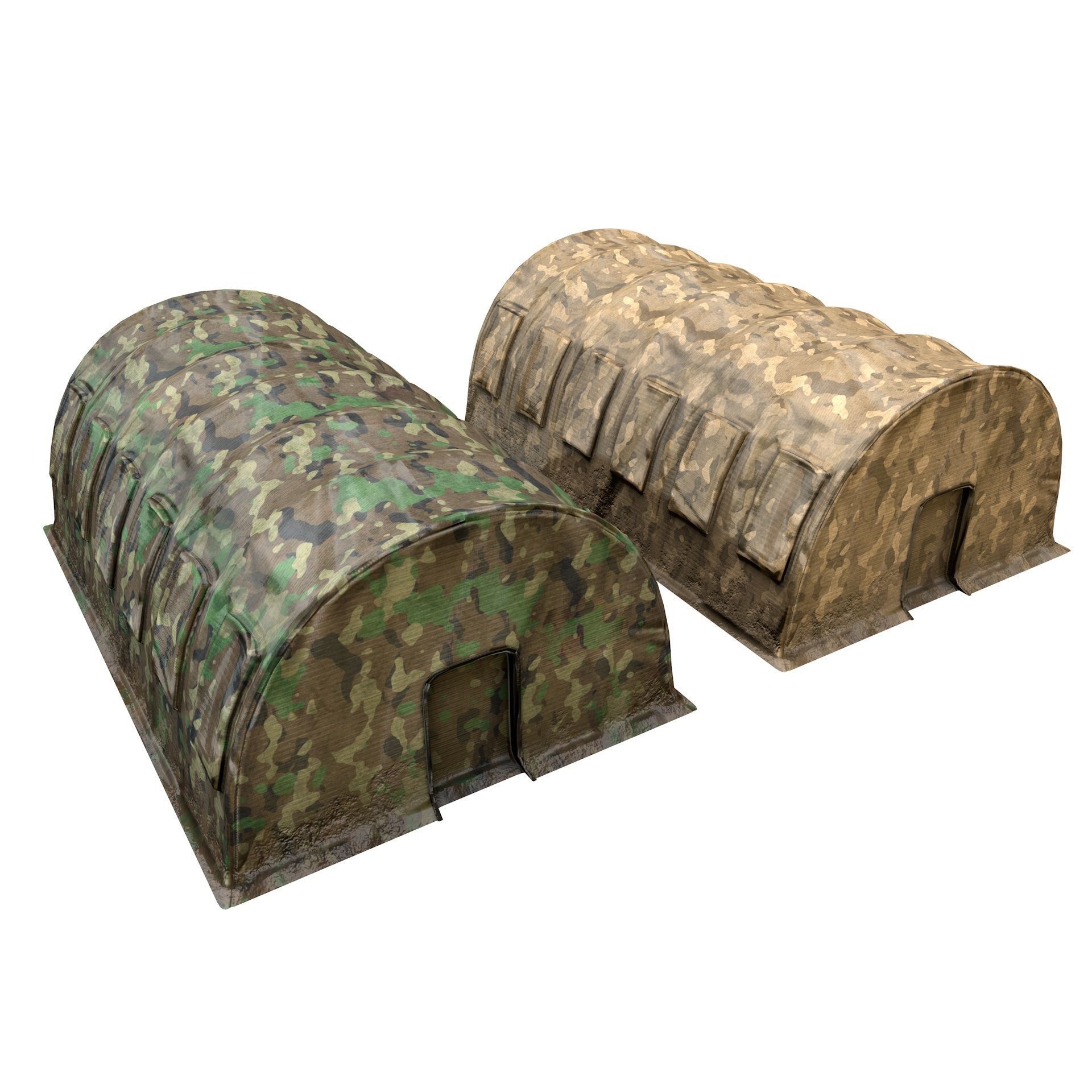 Large Military Tent Desert Camouflage Game Ready Low-poly 3D model_13
