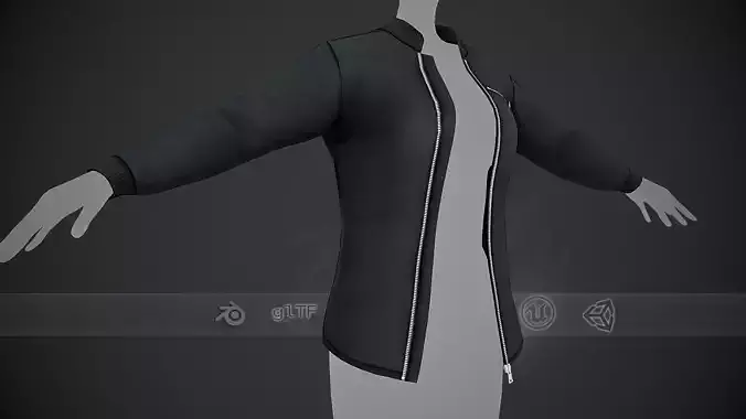Female Black Jacket Style 1  Low-poly 3D model