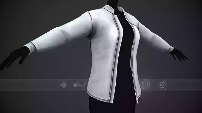 Female White Jacket Style 1 Low-poly 3D model
