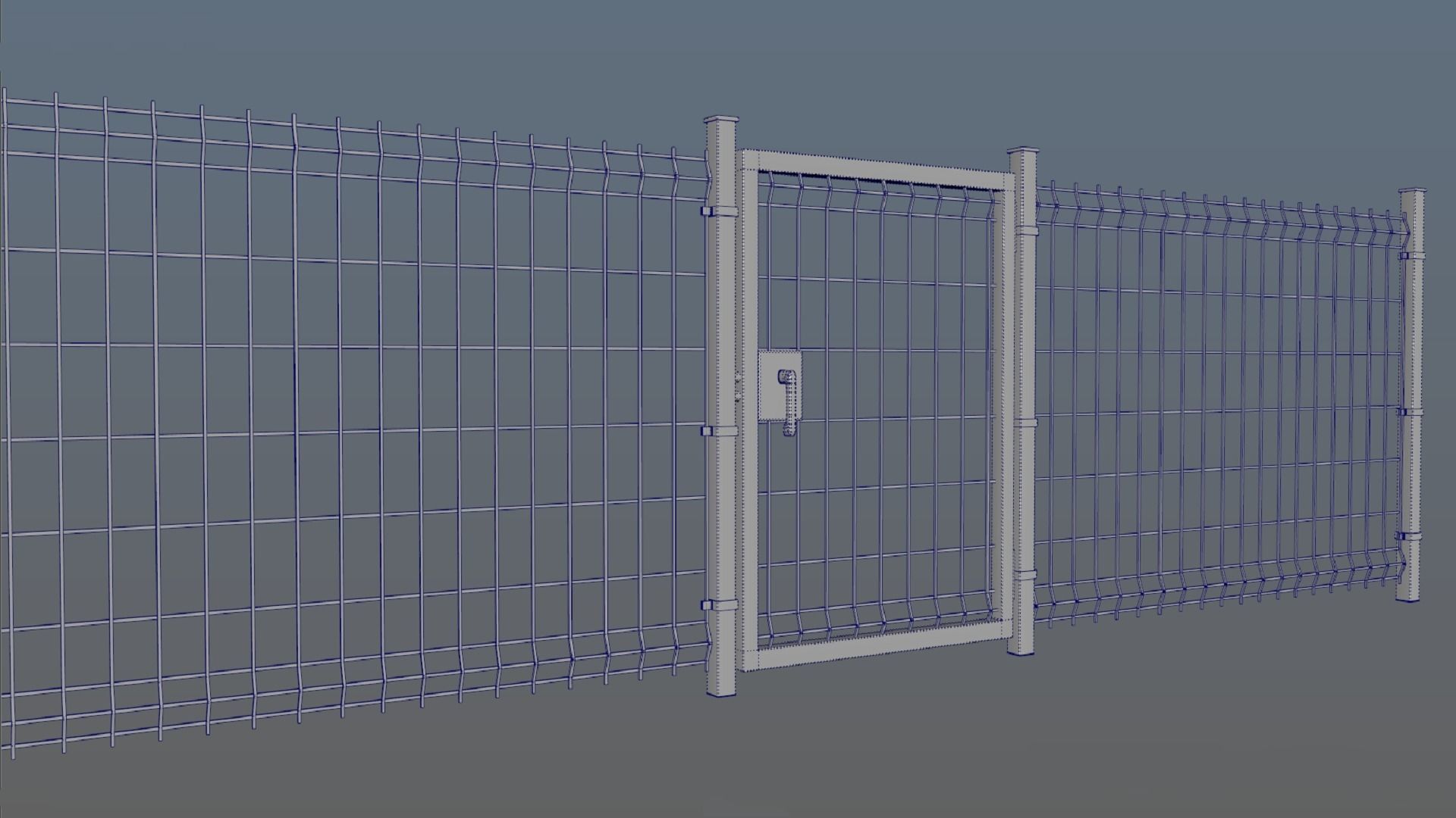 Metal gates and grating wall PBR low-poly game ready Low-poly 3D model_4