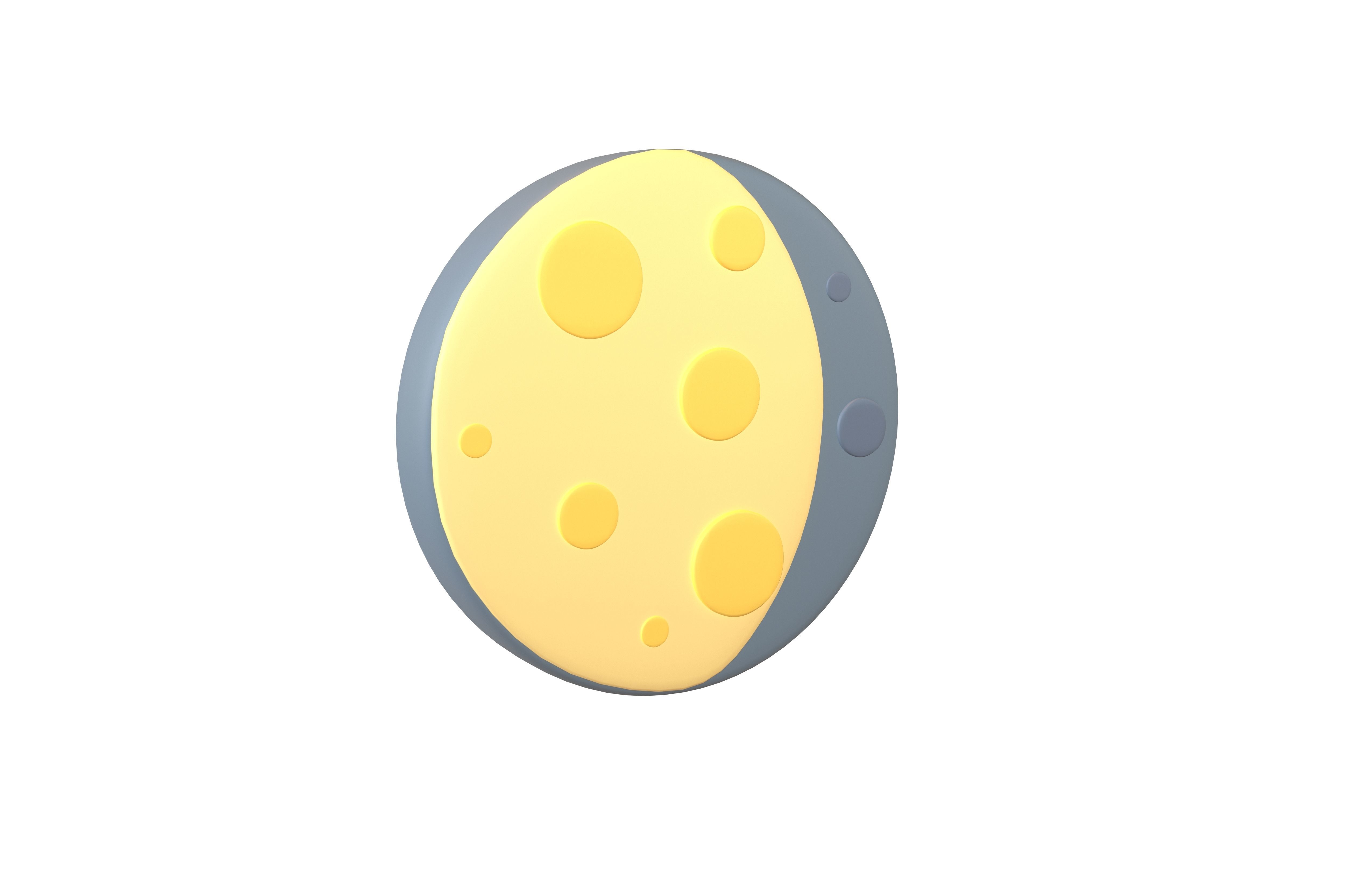 Twitter Waning Gibbous Moon V1 001 Low-poly 3D model_1