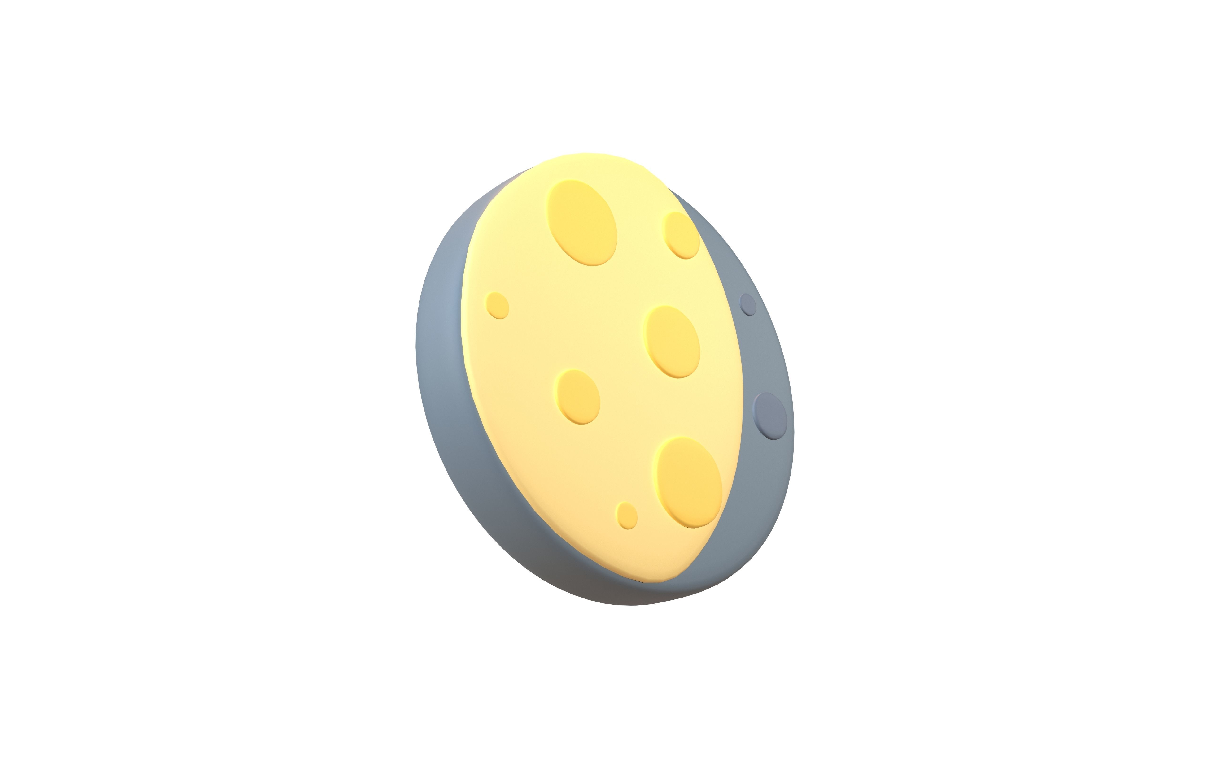 Twitter Waning Gibbous Moon V1 001 Low-poly 3D model_3