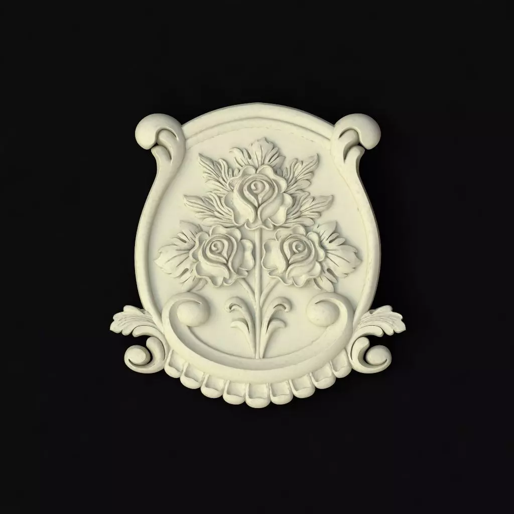 dekor ornate plaque with flowers 3D model_0
