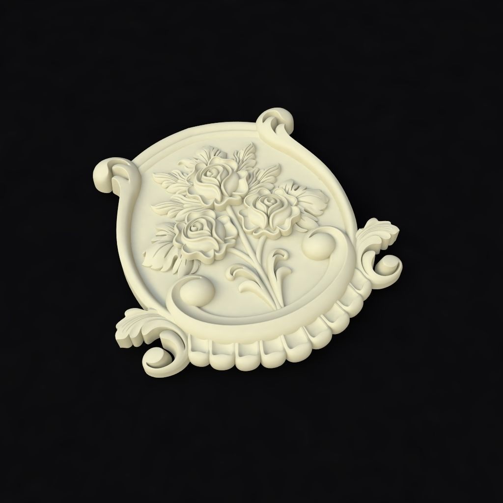 dekor ornate plaque with flowers 3D model_1