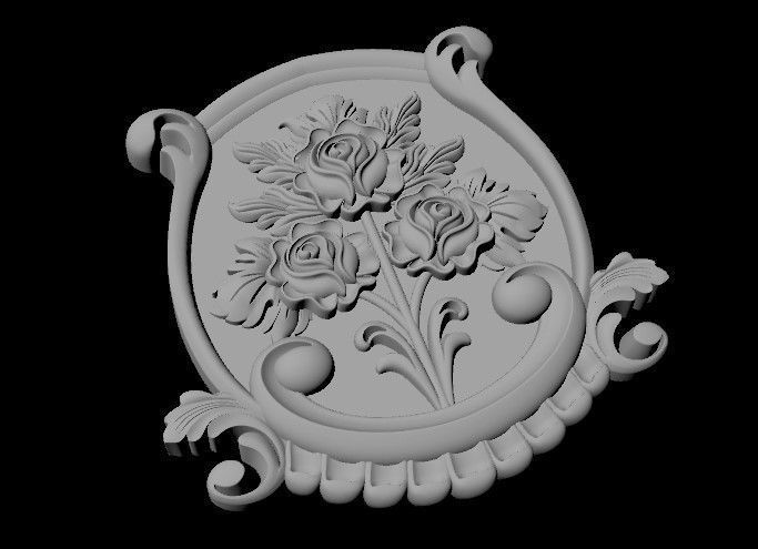 dekor ornate plaque with flowers 3D model_2
