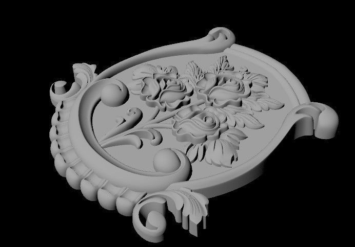 dekor ornate plaque with flowers 3D model_3