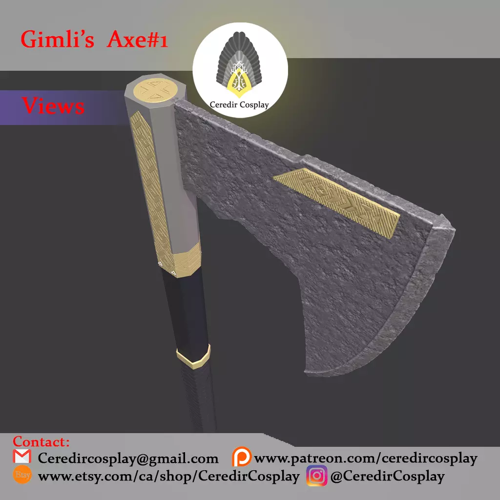 Gimli Axe 3D print model_0