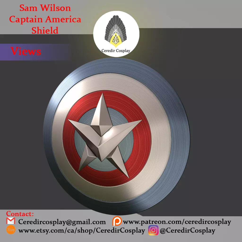 Sam Wilson Captain America Shield 3d digital download 3D print model