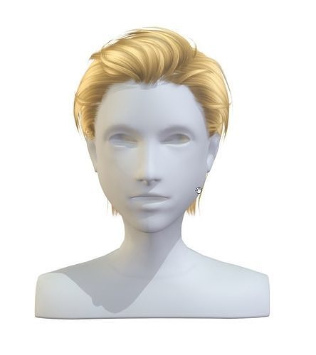 Hairstyle cartoon lush man haircut of short Low-poly 3D model Low-poly 3D model