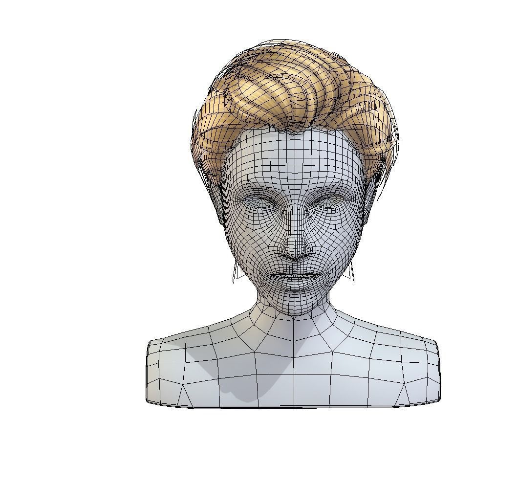 Hairstyle cartoon lush man haircut of short Low-poly 3D model Low-poly 3D model_5