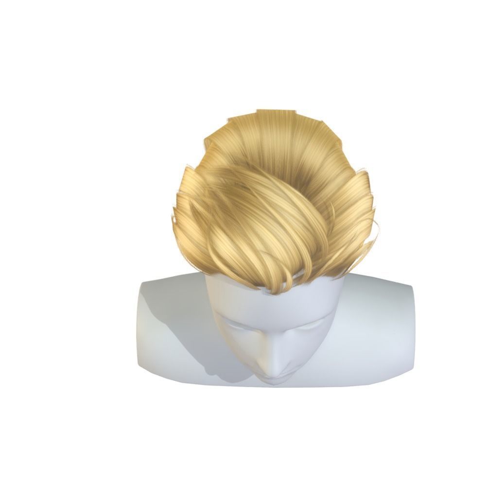 Hairstyle cartoon lush man haircut of short Low-poly 3D model Low-poly 3D model_4
