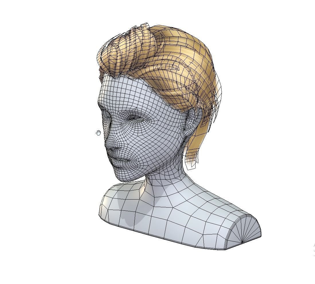 Hairstyle cartoon lush man haircut of short Low-poly 3D model Low-poly 3D model_7