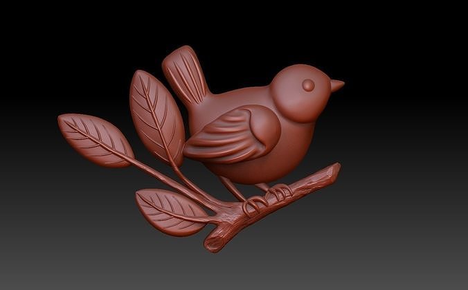 Bird on a branch 3D print model