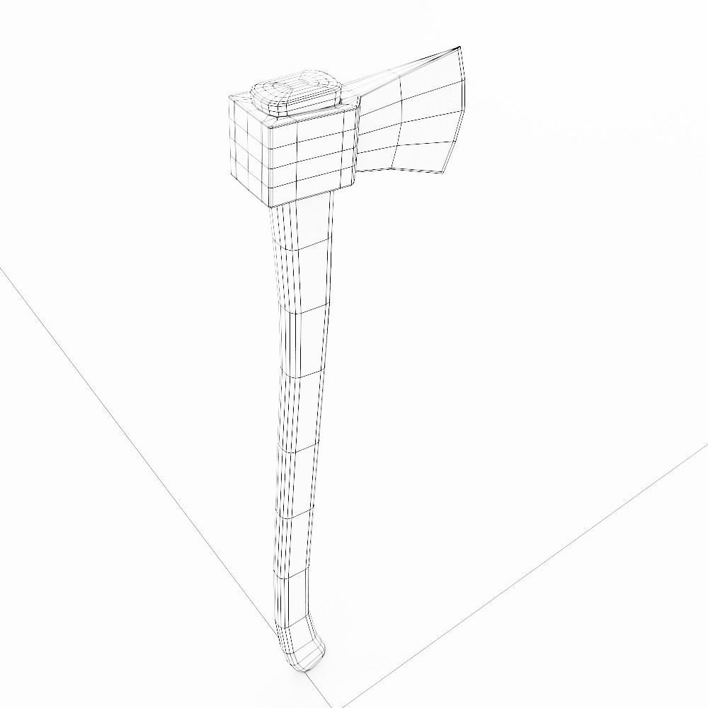 Wooden axe low poly 3d model Low-poly 3D model_7