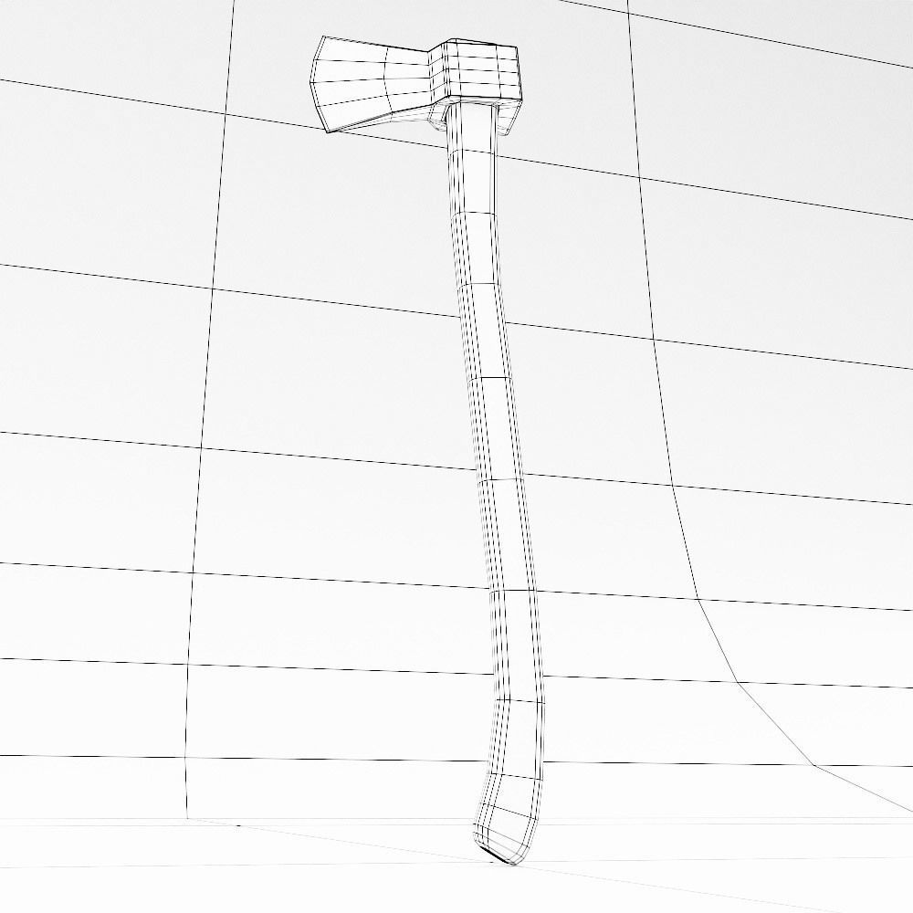 Wooden axe low poly 3d model Low-poly 3D model_8
