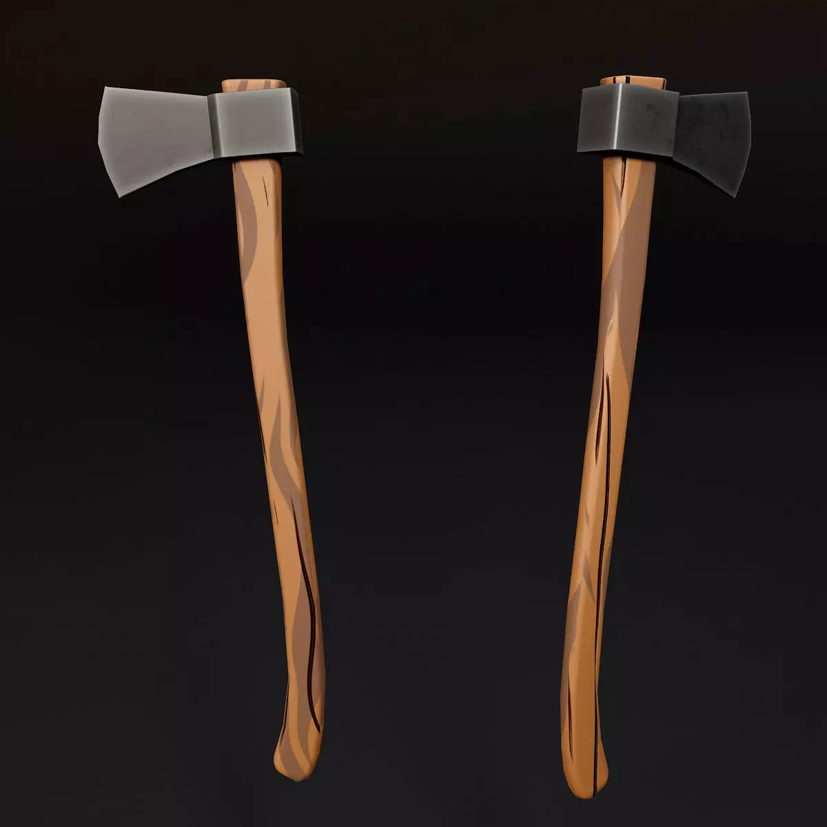 Wooden axe low poly 3d model Low-poly 3D model_0