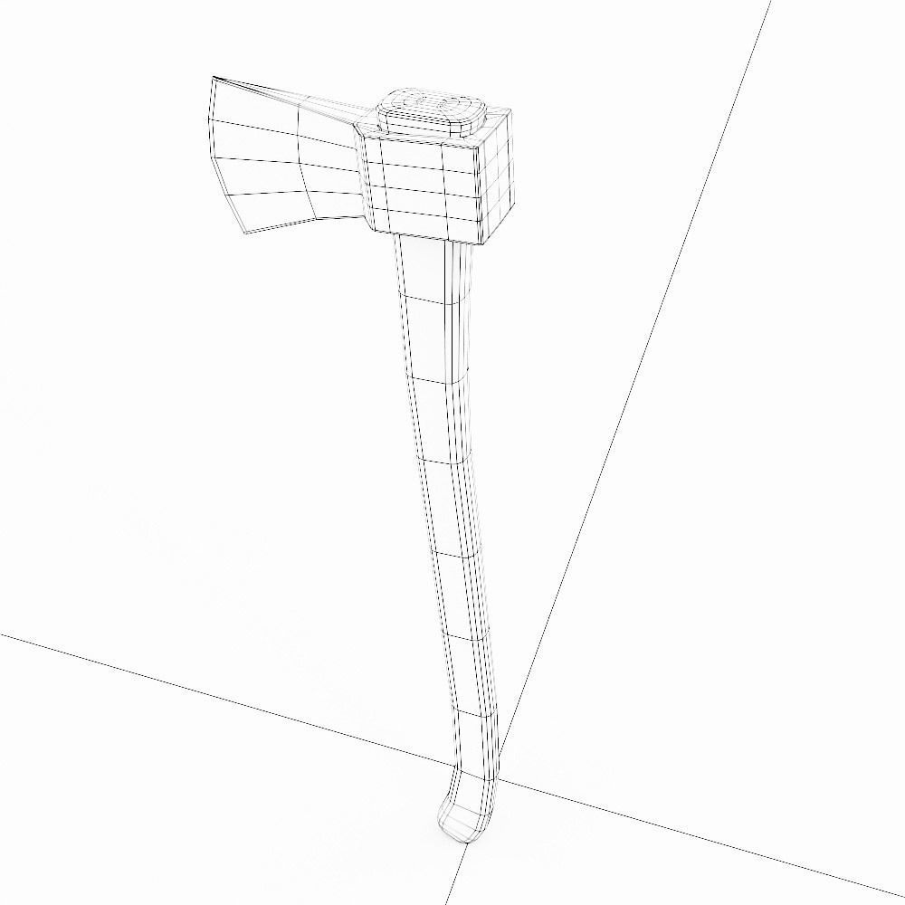Wooden axe low poly 3d model Low-poly 3D model_6