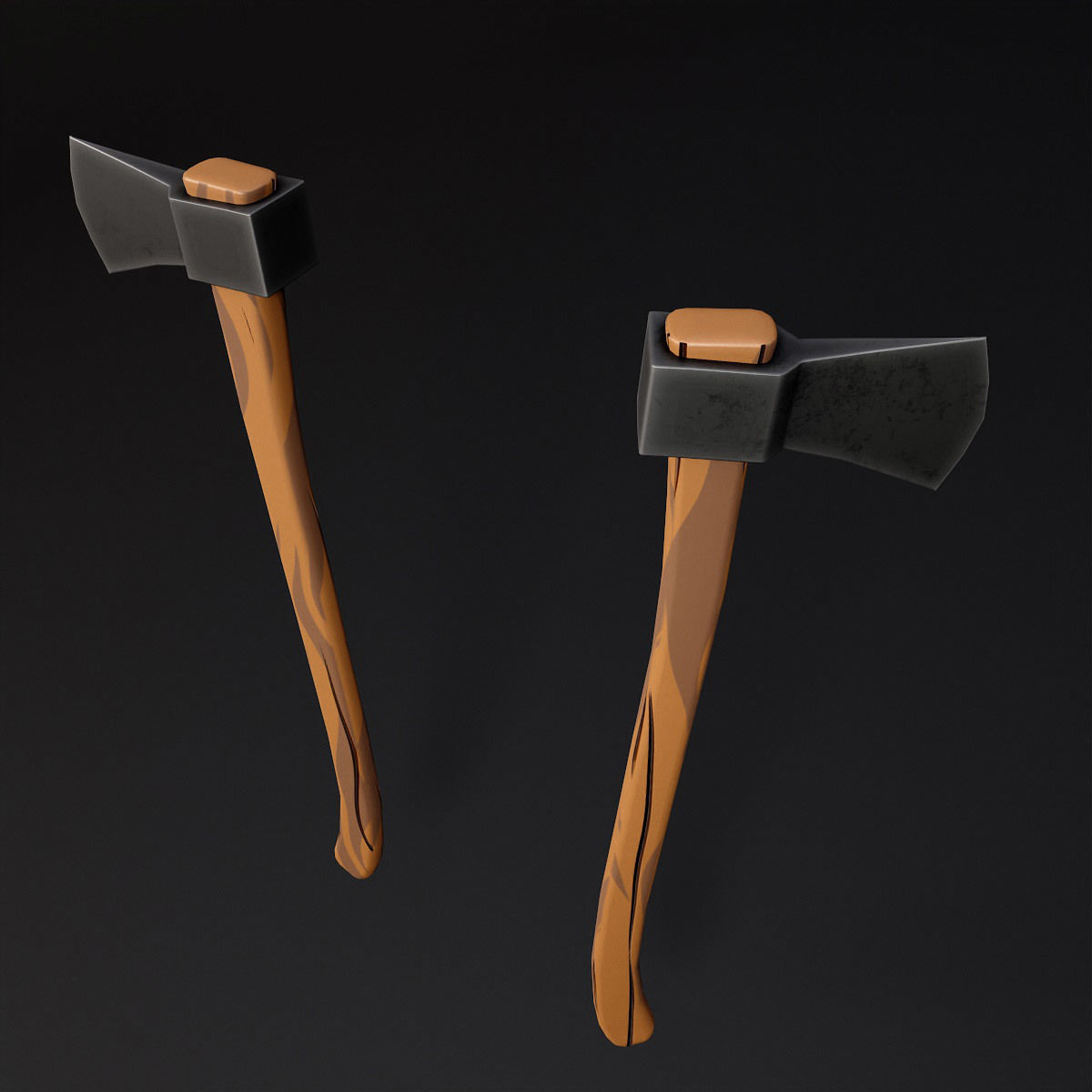 Wooden axe low poly 3d model Low-poly 3D model_1