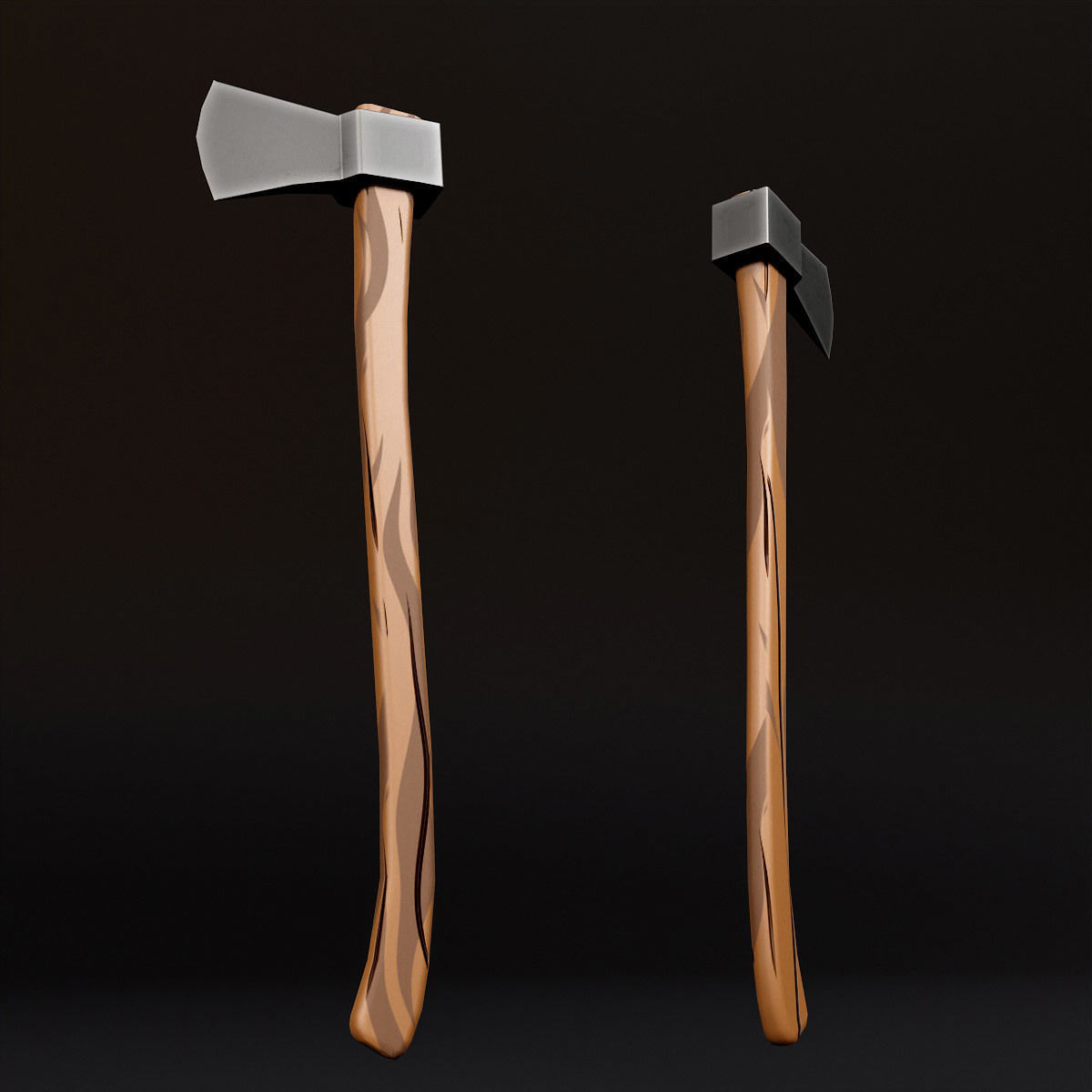 Wooden axe low poly 3d model Low-poly 3D model_2