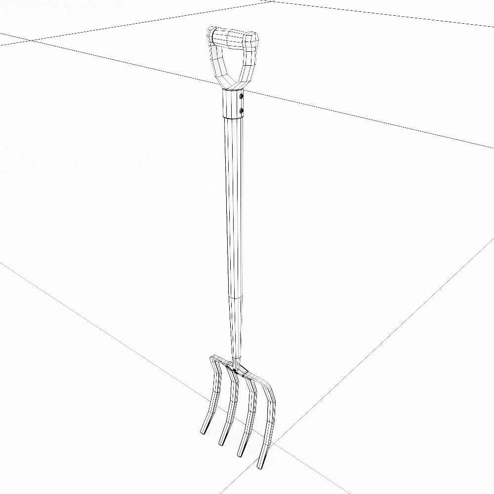 Long metal handle fork 3d model  3D model_7