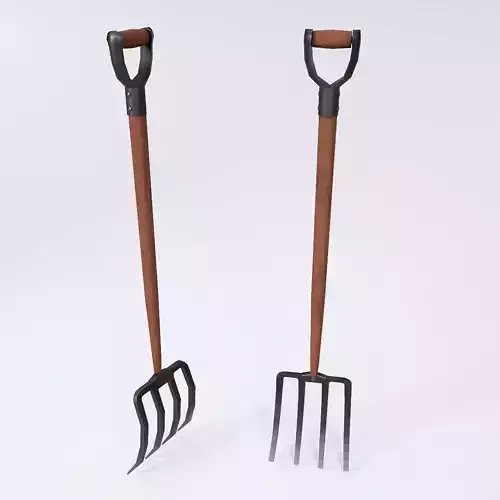Long metal handle fork 3d model 
