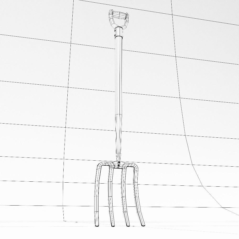 Long metal handle fork 3d model  3D model_9