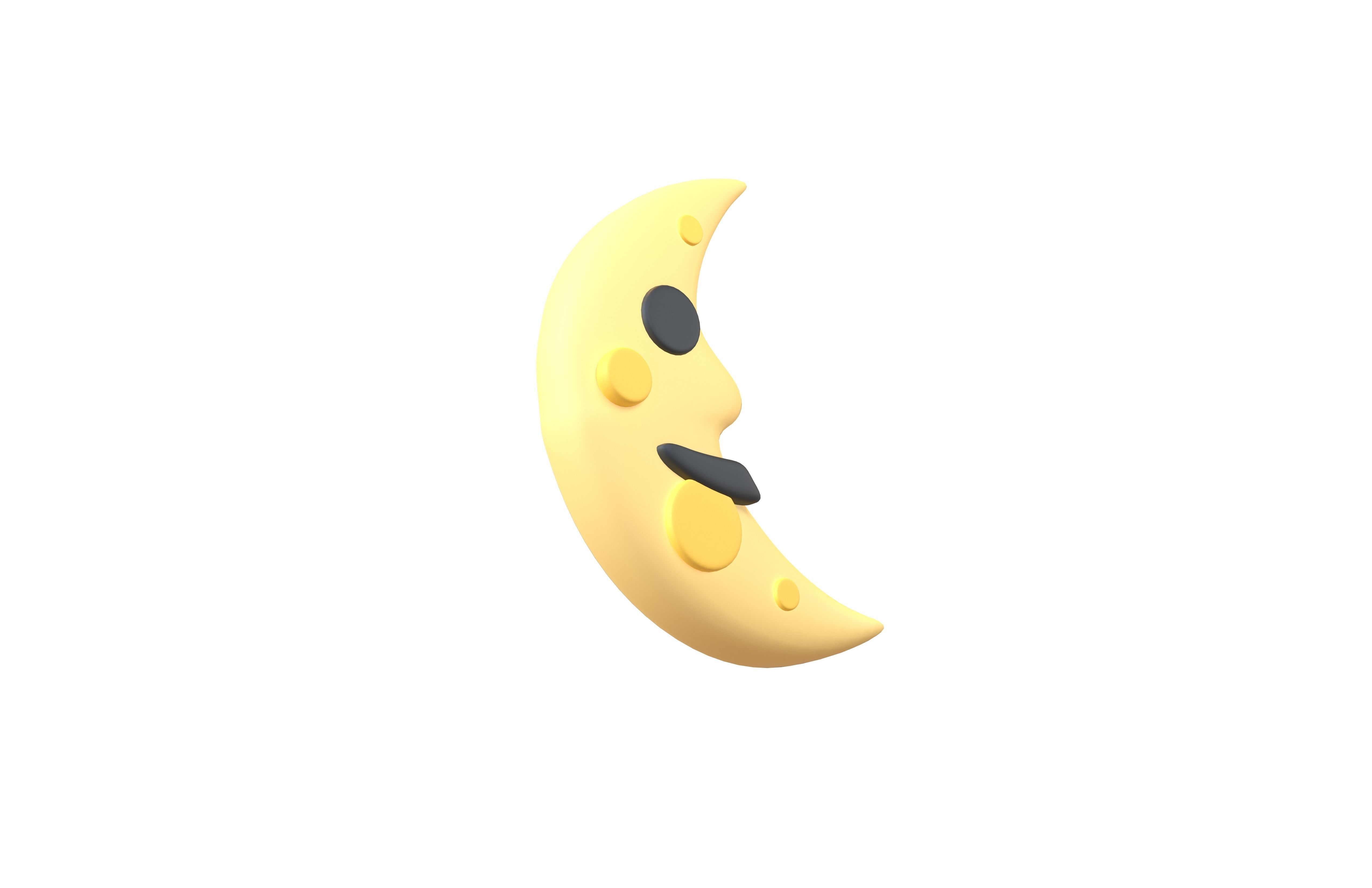 Twitter Last Quarter Moon Face v1 001 Low-poly 3D model_3