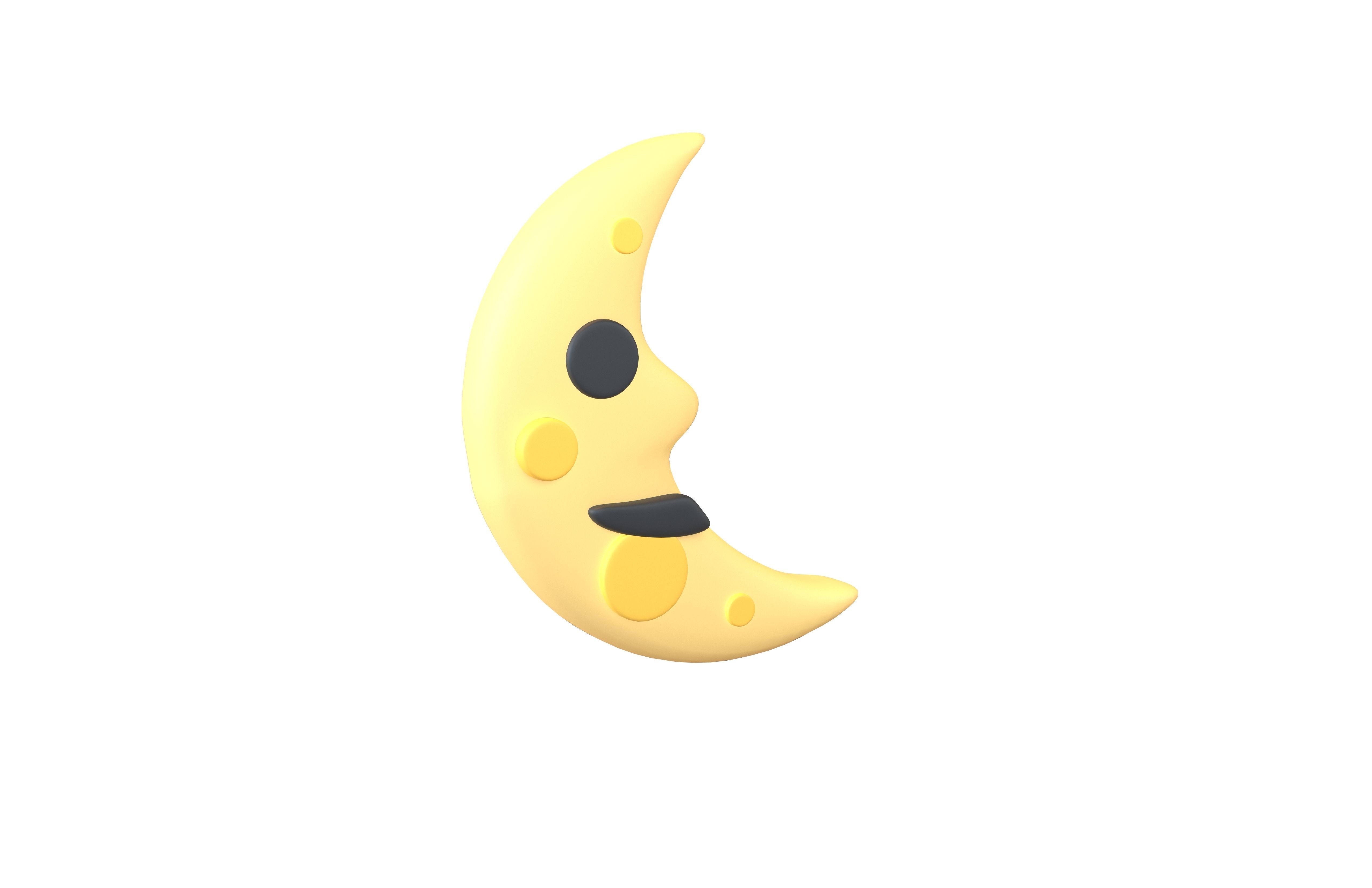 Twitter Last Quarter Moon Face v1 001 Low-poly 3D model_1